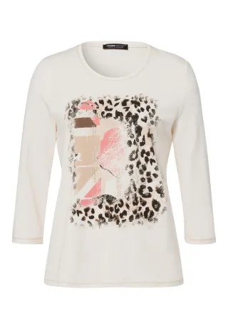 FRANK WALDER - Shirt VELVET BLOOM mit Placement-Print cashew - Gr. - 40
