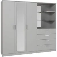 FORTE Kleiderschrank Drehtürenschrank, Spiegel, Schubladen, viel Stauraum B/H/T 199/181/52,7, Spiegeltüre, Stauraum, FSC