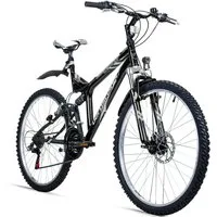 bergsteiger Mountainbike Buffalo 26 Zoll Mountainbike, geeignet ab 155 cm, Damen, Herren, 18 Gang Shimano Tourney RD-TZ50 Schaltwerk, Kettenschaltung, Scheibenbremsen, V-Brake