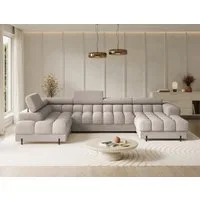 Lukas Möbel Wohnlandschaft Deisgner XXL-Sofa in U-Form Falco mit Schlaffunktion Bettkasten, mit Schlaffunktion, Bettkasten, verstellbaren Kopfsützen