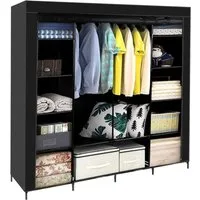 Ruhhy Kleiderschrank Kleiderschrank Stoffschrank 170x170 cm Aufbewahrung Faltschrank Anzahl der Regale: 14, Anzahl der Türen: 3, Anzahl der Aufhängestangen