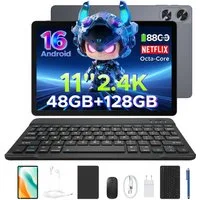 Aorlym P11 Android 16 Tablet 11 Zoll mit Tastatur und Stift, 90Hz, 8800mAh Tablet (11", 128 GB, Android 16, T7250 Octa Core, Gemini AI, 13MP + 5MP, Widevine L1, Face ID/OTG/GPS)