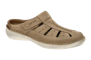 Josef Seibel Pantolette 44976 Beige Sand Herren Echtleder Klettverschluss