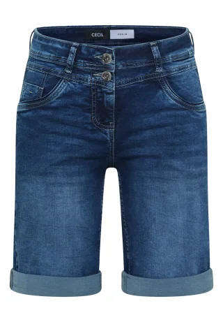 CECIL - Slim Leg Jeansshorts im Casual Fit mid blue used wash - Gr. - 33