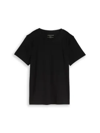 Tom Tailor - Basic T-Shirt aus Baumwolle deep black - Gr. - S