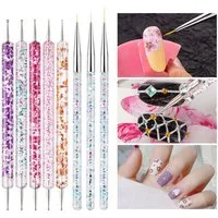 DEBAIJIA Nageldesign Zubehör 5 Stücke Dotting Pen Nail Art Tools und 3 Stücke Acryl Nail Art Pinsel