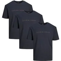 Jack & Jones T-Shirt 3er Pack Star JJ (Spar-Set, 3-tlg) T-Shirt - Baumwolle - Atmungsaktiv - Mit Print auf der Brust