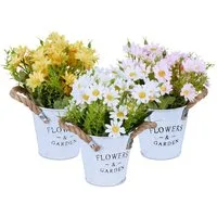 Kunstpflanze 3er Set Kunstblumen im Topf, relaxdays, Höhe 20 cm