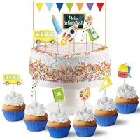 PAPIERDRACHEN Tortenstecker Kuchenstecker zur Einschulung - in verschiedenen Designs, Einschulung - Erste Klasse - Einschulungsparty