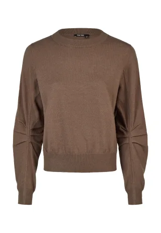 Marc Aurel - Pullover mit Falten-Details dark taupe - Gr. - 34