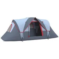 MC Star Tunnelzelt Campingzelt für 5-6 Personen, Tunnelzelt mit Heringen, (Kuppelzelt aus Polyester, grau, 4,55 x 2,3 x 1,8 m für Outdoor-Abenteuer)