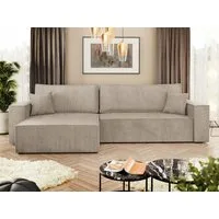 MIRJAN24 Ecksofa Karl Cord, mit Bettkasten und Schlaffunktion, Ottomane universal, Dekorative Kissen-Set