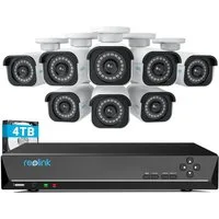 Reolink Überwachungskamera RLK16-810B8-A 4K PoE (Außenbereich, Videoüberwachungsset, Videoüberwachung mit 8X 8MP PoE IP Kamera und 16CH 4TB HDD NVR, Personenerkennung und Fahrzeugerkennung, IP66, 30M IR Nachtsicht)