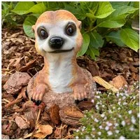 Online-Fuchs Gartenfigur Erdmännchen - Deko Figuren für den Garten - Wetterfest, aus Kunstharz gefertigt für den Außenbereich