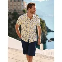 Hajo Kurzarmhemd durchgeknöpftes Jerseyhemd mit Alloverdruck - stay fresh-Qualität