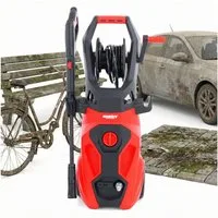 Hecht Hochdruckreiniger elektrisch mit Schaumdüse, 170bar, 2200W, 6,5 l/min, Druck max: 170 bar, Fördermenge max: 450 l/h, Reingungsmitteltank, 450 l/h, integrierte Schlauchtrommel 5m Schlauch