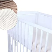 BabyLux Bettumrandung BabyLux Nestchen AIR Babybett Bettumrandung Umrandung Atmungsaktiv, Weiß_1x210cm