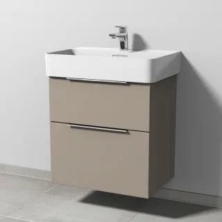 Sanipa 3way Waschtischunterbau zu Laufen VAL Waschtisch mit 2 Auszügen, Sandgrau-Matt UF82167
