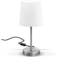 B.K.Licht Tischleuchte, ohne Leuchtmittel, LED Nachttischlampe mit Schalter E14 IP20 Stoff taupe matt-nickel