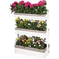 WONDERMAKE Hochbeet vertikal, großes Vertikalbeet mit Etagen aus Holz Outdoor Balkon Wand, stehend, XL Kästen Cube Kräuter Erdbeeren Garten weiß grau anthrazit