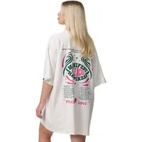 Worldclassca T-Shirt Worldclassca Oversized "Happiness" Print T-Shirt Lang Oberteil Shirt Neue Kollektion - Stilvolle und gemütliche Streetwear Mode