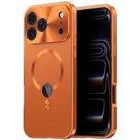 Wigento Handyhülle MagSafe für Apple iPhone 17 Pro Max Full Cover Metallrahmen Orange, Magnetverschluss, MagSafe-kompatibel, stoßfest, präzise Aussparungen