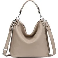 ITALYSHOP24 Schultertasche DAMEN XXL SHOPPER HOBO Cross Over Body Bag Umhängetasche Weekender (Spar-Set: Henkel Tasche mit Muster Schultergurt, Workbag Leder Optik, 2-tlg., mit Henkel und Muster Schultergurt), große 3xFach geteiltes Hauptfach, Freize
