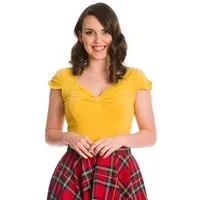 Banned Shirttop Sweet Summer Mustard Retro Vintage Oberteil Rockabilly
