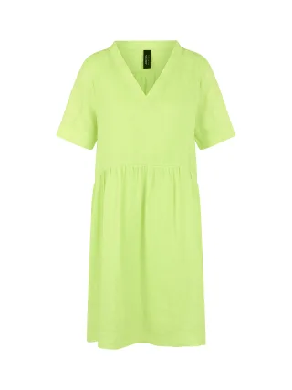 Marc Cain Sports - Kurzarmkleid aus Ramie mit Fransen sunny lime new - Gr. - 38