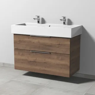 Sanipa 3way Waschtischunterbau zu Duravit Vero Waschtisch mit 2 Auszügen, Eiche-Tabak UM71950
