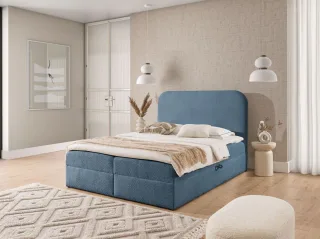 Boxspringbett Schlafzimmerbett BINETA 200x220cm Stoff Coral Himmelblau