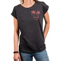 MAKAYA T-Shirt Sommerliches Damen-Top im Boho-Stil mit Palmen und Hängematte (Schwarz, Blau, Grau, Weiß, Rosa, XS, S, M, L, XL, XXL, 3XL, 4XL, 5XL) Baumwolle