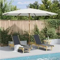 furnicato Sonnenschirm mit Holzmast 350 cm Sandweiß, LxB: 350x350 cm