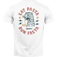Neverless Print-Shirt Herren T-Shirt Backprint Aufdruck Schrift Eat Pasta Brustlogo Retro mit Print