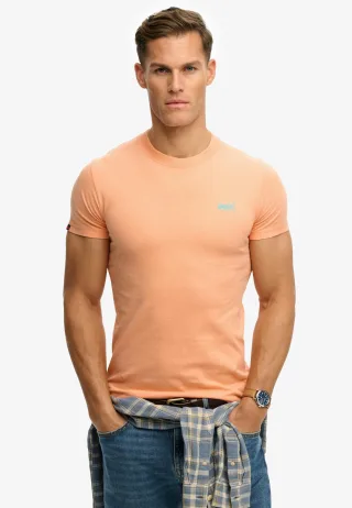 Superdry - Essential Logo T-Shirt korallenrot/blau - Gr. - L