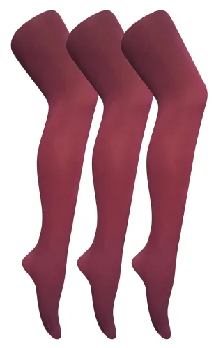 3 Paar Multipack Damen farbige undurchsichtige 80 Denier Strumpfhosen | Sock Snob | einfarbige Blockfarbe Strumpfhosen - Burgund