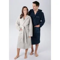 Bruno Banani Unisex-Bademantel Daniel, ideal für Sauna & Spa, Hotelbademantel, Morgenmantel, Langform, Veloursfrottier, Kapuze, Gürtel, Damen & Herren Bademantel, lang, mit Taschen, S-5XL