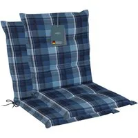LILENO HOME Polsterauflage Niedriglehner, bequeme Sitzauflage für Gartenstühle, Stuhlkissen, (2 St., 2er Set), Gartenstuhl Auflage in Karo Blau, Sitzpolster waschbar