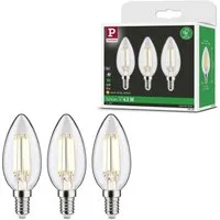 Paulmann LED-Leuchtmittel Eco-Line Filament 230V LED Kerze E14 3er-Pack 525lm 2,5W 3000K Klar, E14, 3 St., Warmweiß