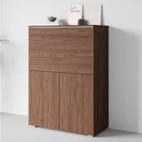 Home affaire PC-Schrank Vera, Sekretär, Home-Office-Schreibtisch mit LED-Beleuchtung (1 St), Multifunktional mit Stauraum, klappbare Tischfläche, LED, B 90 cm