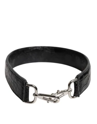 Schwarze Alligatorledertasche mit Schulterriemen