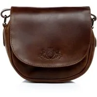 SID & VAIN Umhängetasche echt Leder Umhängetasche groß braun BRIGHTON, Crossbody Bag Echtleder für Damen, Umhängetasche braun-cognac