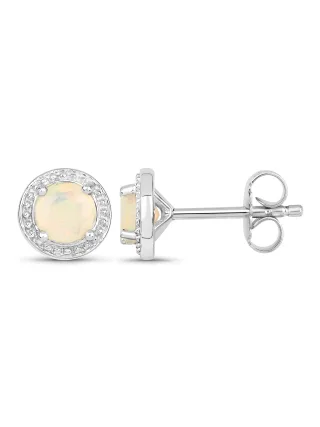 Vira Jewels Ohrringe Silber 925 rhodiniert mit echtem Opal 5mm