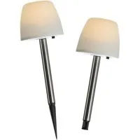 MARELIDA LED Solarleuchte LED Solar Wegleuchten Erdspieß 2Stk. Milchig weiß Lampenschirm Garten, LED Classic, warmweiß (2100K bis 3000K)