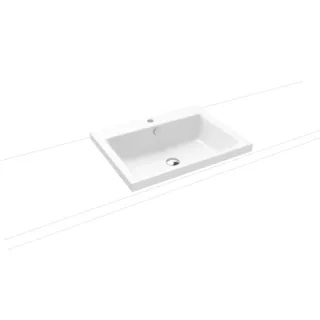 Kaldewei Puro Aufsatzwaschtisch 900406013001 3154, 60x46x4cm, weiss, Perl-Effekt, 1 Hahnloch