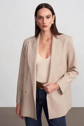 Langes Crepe Blazer-Jackett