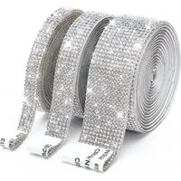 FOUORTUNATE-BEE Versteifungsband 3er Set selbstklebendes Kristall-Diamantband für DIY-Dekorationen, (3-St), Silbernes Glitzerband für Auto, Hochzeit & Bastelprojekte