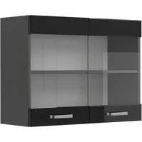 Vicco Glashängeschrank R-Line, Schwarz Hochglanz/Anthrazit, 80 cm (1-St)