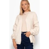 SASSYCLASSY Cardigan Lässiger Oversize Cardigan Damen mit Außennähten Offen fallende Strickjacke aus weichem Strick Elegant Grau Grün Beige