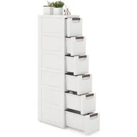 KOMFOTTEU Sideboard, Nischenschrank schmal, Badschrank mit Schubladen & Rollen
